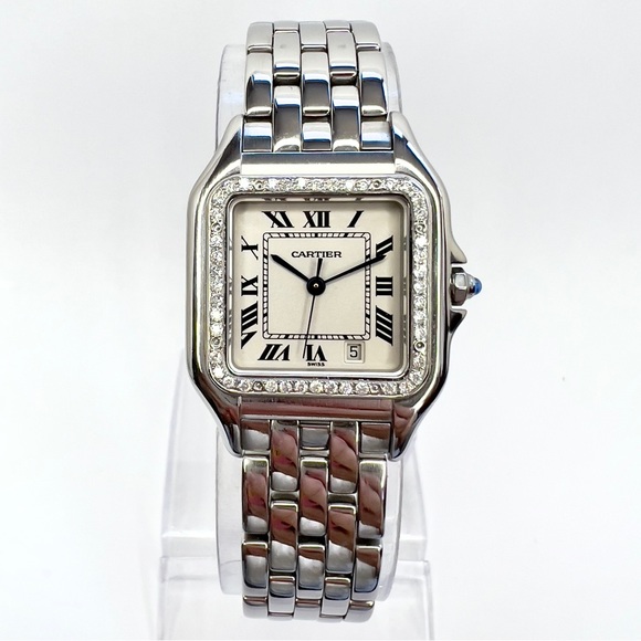 CARTIER PANTHERE 27mm Steel Watch 0.48TCW Diamond Watch Cream Dial main image 5
